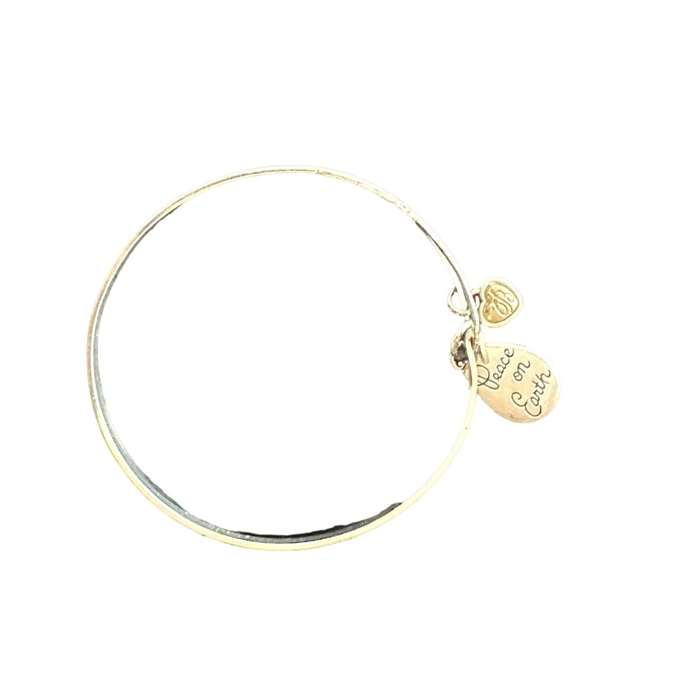 Brighton Bangle Silver Gold Peace on Earth Art & Soul Heart Charm Bracelet - Picture 4 of 6